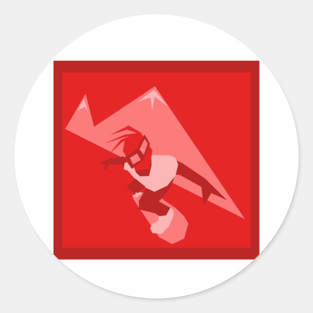 Red Snowboard Logo Classic Round Sticker (Front)