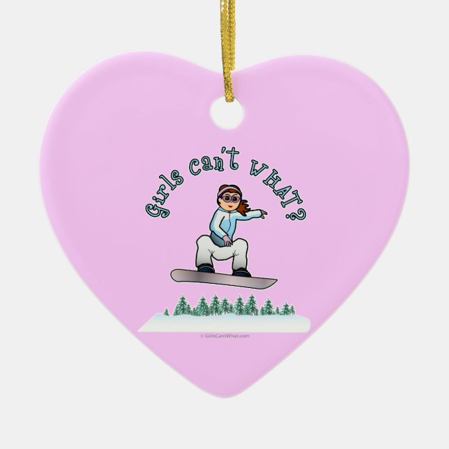 Red Snowboarder Ceramic Tree Decoration (Front)