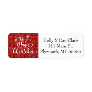 Red Snowflake Address Label