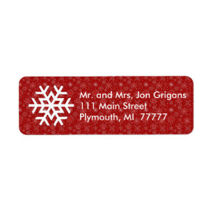 Red Snowflake Believe Address Label
