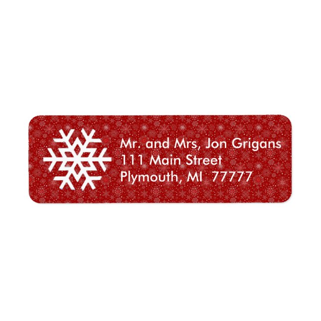 Red Snowflake Believe Address Label (Front)
