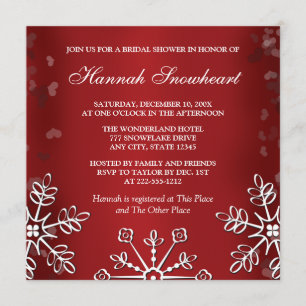 RED SNOWFLAKE  BRIDAL SHOWER INVITATION