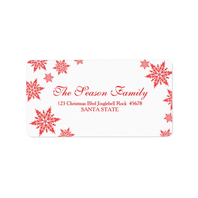 red Snowflake chalkboard address label (Front)
