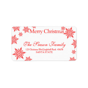 red Snowflake chalkboard Christmas  address label
