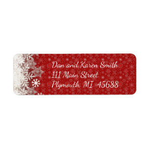 Red Snowflake Christmas Address Label