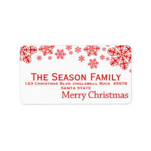 Red Snowflake Christmas address label