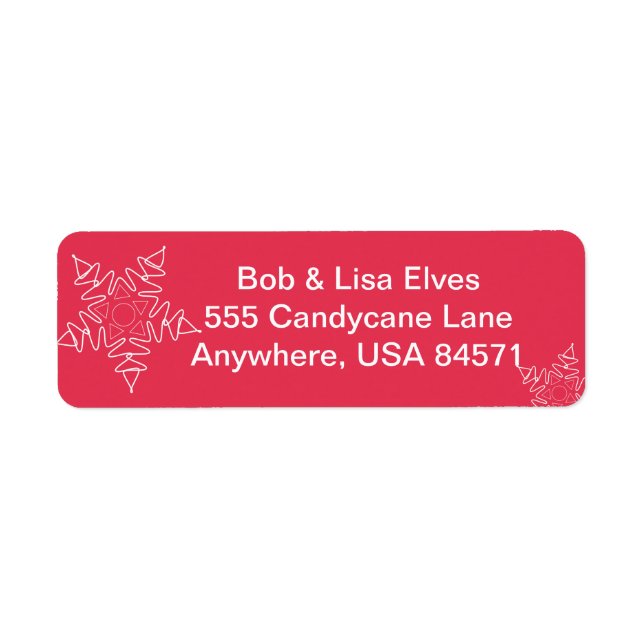 Red Snowflake Christmas Adress Labels (Front)