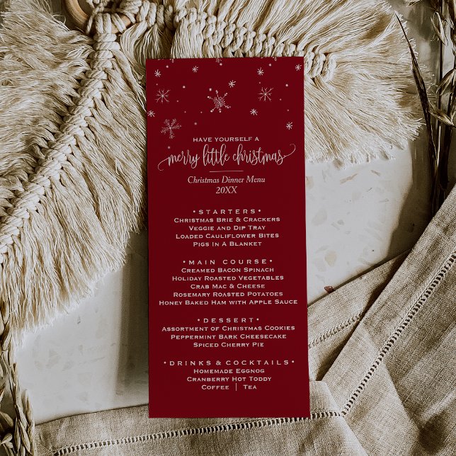 Red Snowflake Christmas Dinner Menu Card (Creator Uploaded)