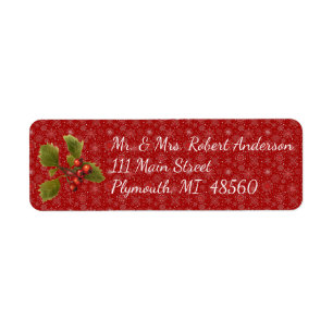 Red Snowflake Christmas Envelope Address Label