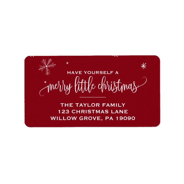 Red Snowflake Christmas Label (Front)