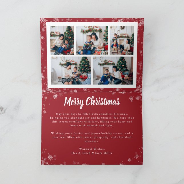 Red Snowflake Christmas Photo Card (Inside)