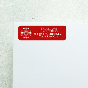 Red Snowflake Christmas Return Address Label