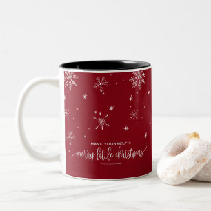 Red Snowflake Christmas Two-Tone Coffee Mug