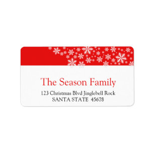 Red snowflake holiday Label