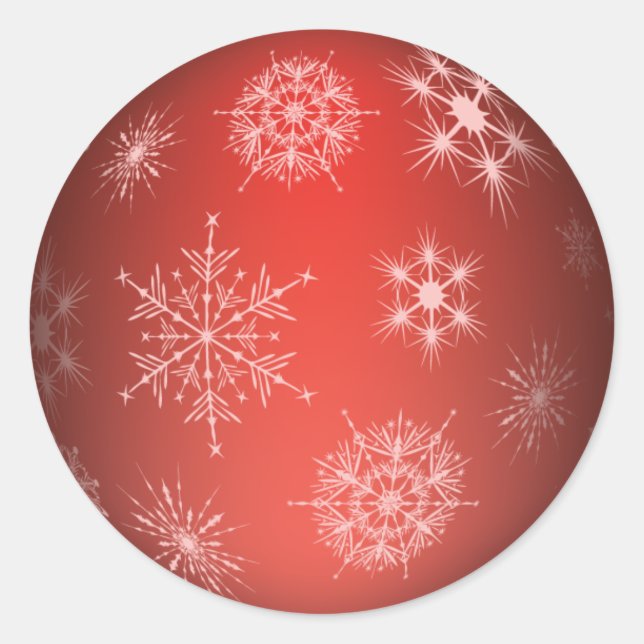 Red Snowflake Holiday Ornament Sticker (Front)