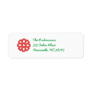 Red Snowflake Holiday Return Address Label