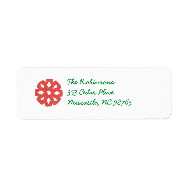 Red Snowflake Holiday Return Address Label (Front)