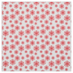 Red snowflake on white with fish scales pattern fabric