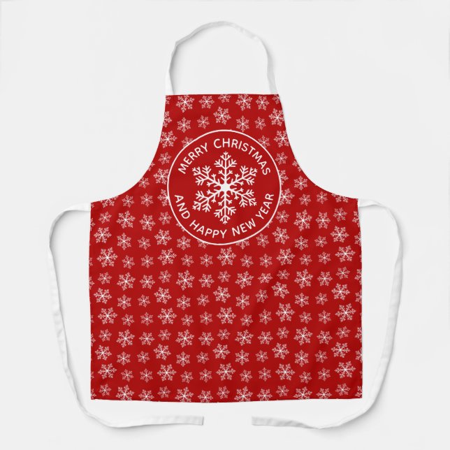 Red Snowflake Pattern Apron (Front)
