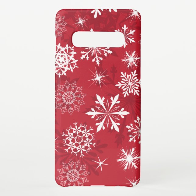 Red snowflake pattern Christmas Samsung Galaxy Case (Back)