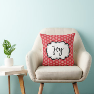 Red Snowflake Pattern Joy Cushion