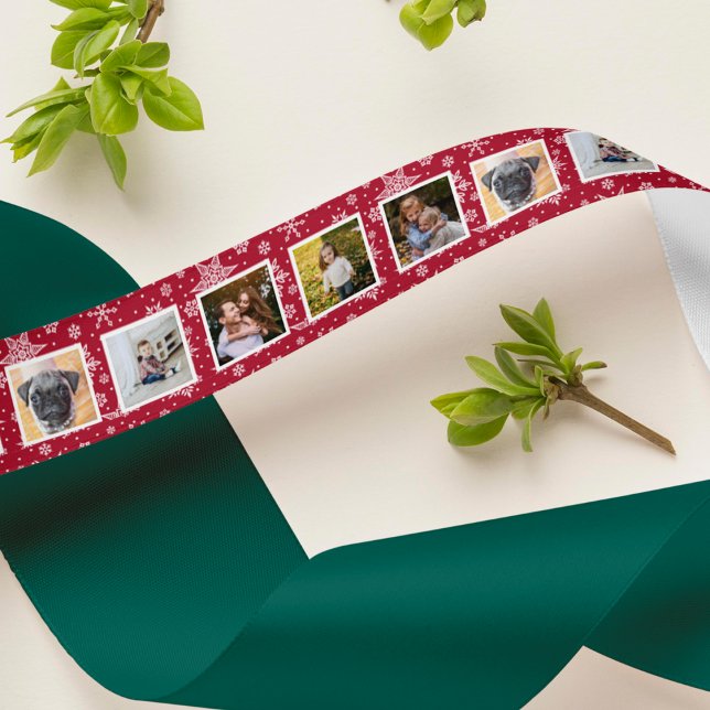 Red Snowflake Pattern Photo Satin Ribbon (Creator Uploaded)