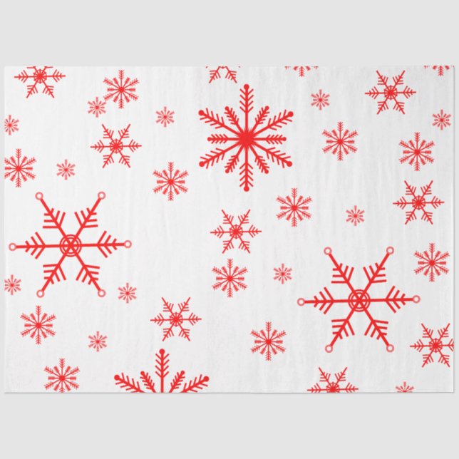 Red Snowflake Pattern Tissue Paper (Front)