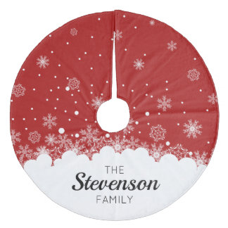 Red Snowflake Personalised Christmas Tree Skirt
