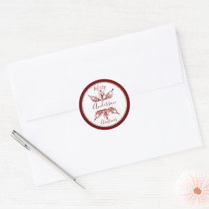 Red snowflake personalised classic round sticker