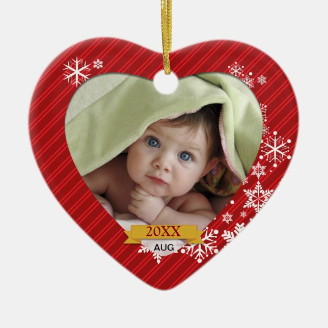 Red Snowflake Photo Ornament (Front)