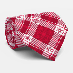 Red Snowflake Plaid - Christmas Tie