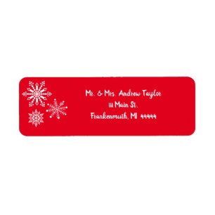 Red Snowflake Return Address Label