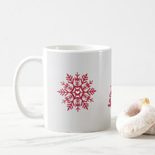 Red Snowflake Scandinavian Winter Pattern Coffee Mug
