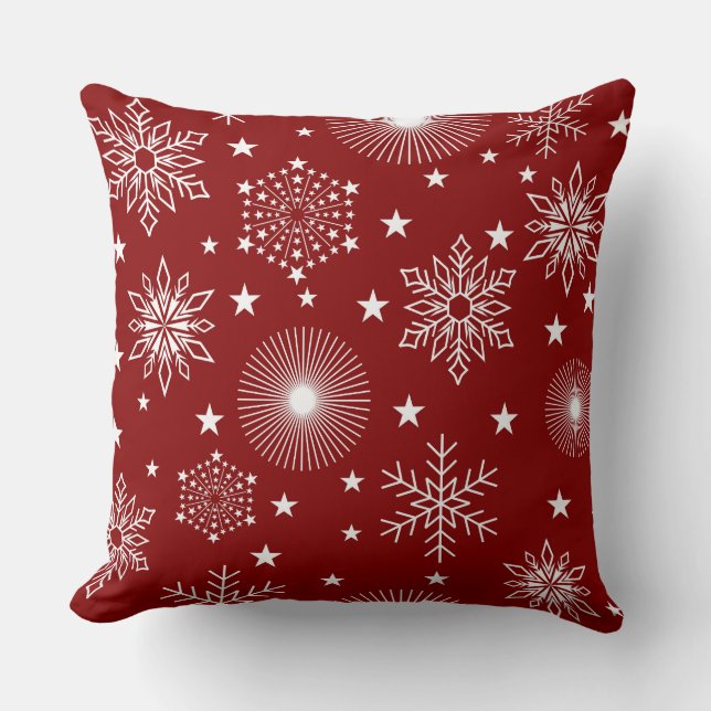 Red Snowflake/Stripe Candy Cane Pillow (Front)