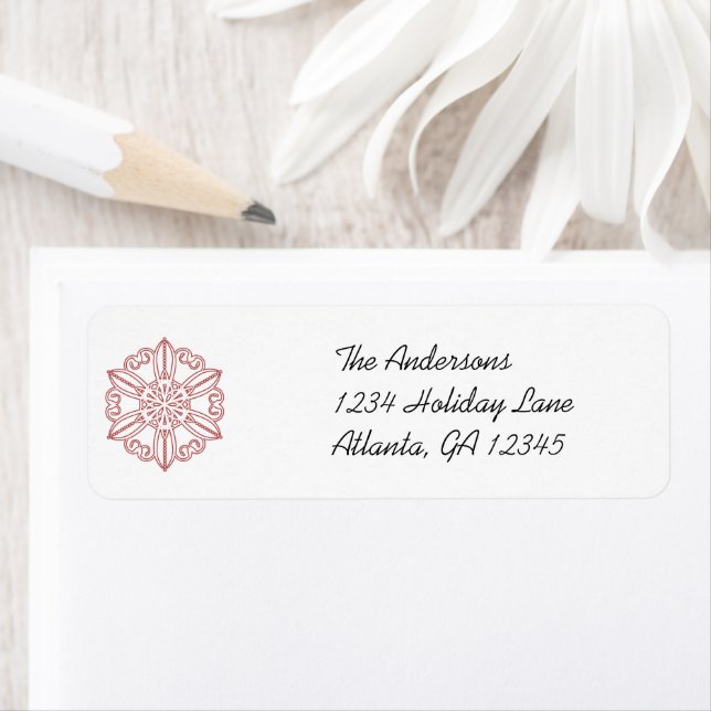 Red Snowflake Swirl  Labels (Insitu)