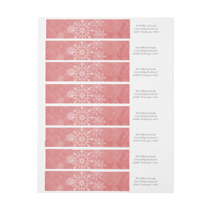 Red Snowflake Swirls Holiday Address Labels