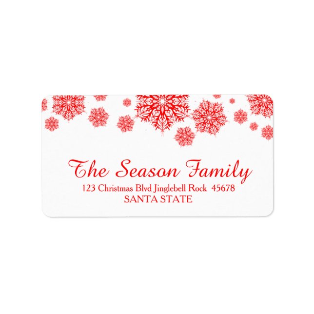 Red Snowflakes address label (Front)