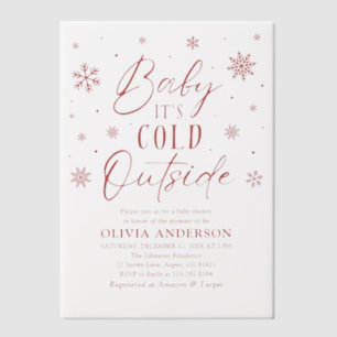 Red Snowflakes Baby It's Cold Outside Baby Shower Vellum Invitations