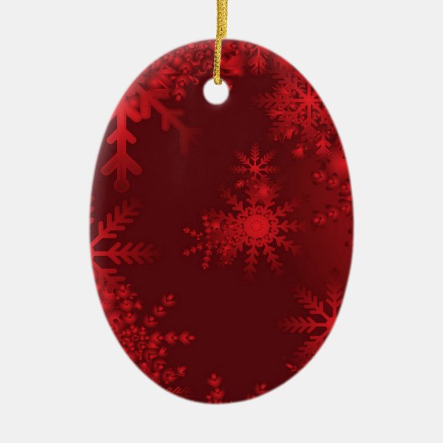 Red Snowflakes Ceramic Tree Decoration (Front)