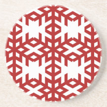 Red Snowflakes Christmas Coaster