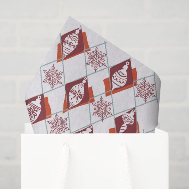 Red Snowflakes Christmas Holiday Pattern Tissue Paper (Gift Bag)