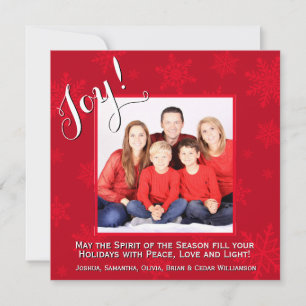 Red Snowflakes Christmas Joy Holiday Photo Card