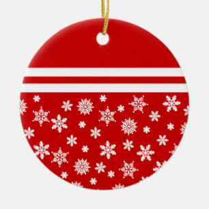 Red Snowflakes Christmas Ornament Round