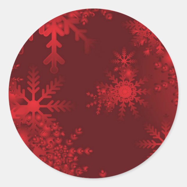 Red Snowflakes Classic Round Sticker (Front)