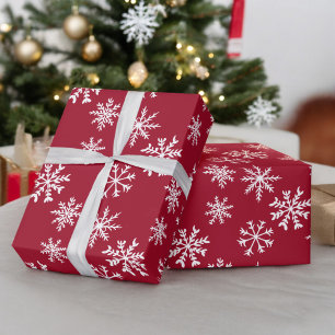 Red snowflakes illustration christmas pattern wrapping paper