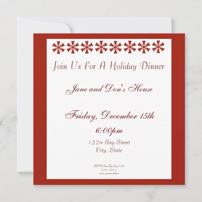 Red Snowflakes Invitation (Front)