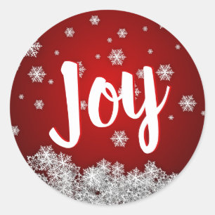 RED Snowflakes JOY Holiday Christmas Xmas Classic Round Sticker