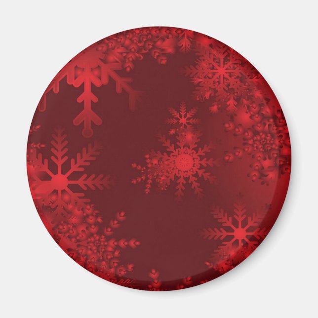 Red Snowflakes Magnet (Front)