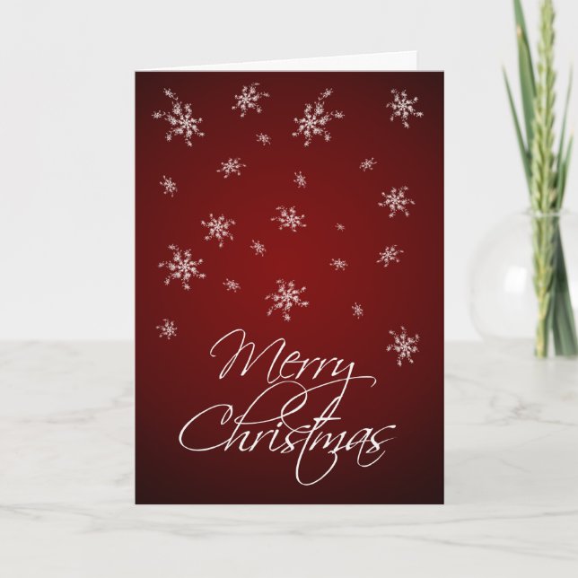 Red Snowflakes - Merry Christmas Holiday Card (Front)