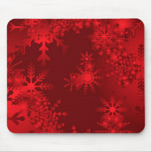 Red Snowflakes Mouse Mat